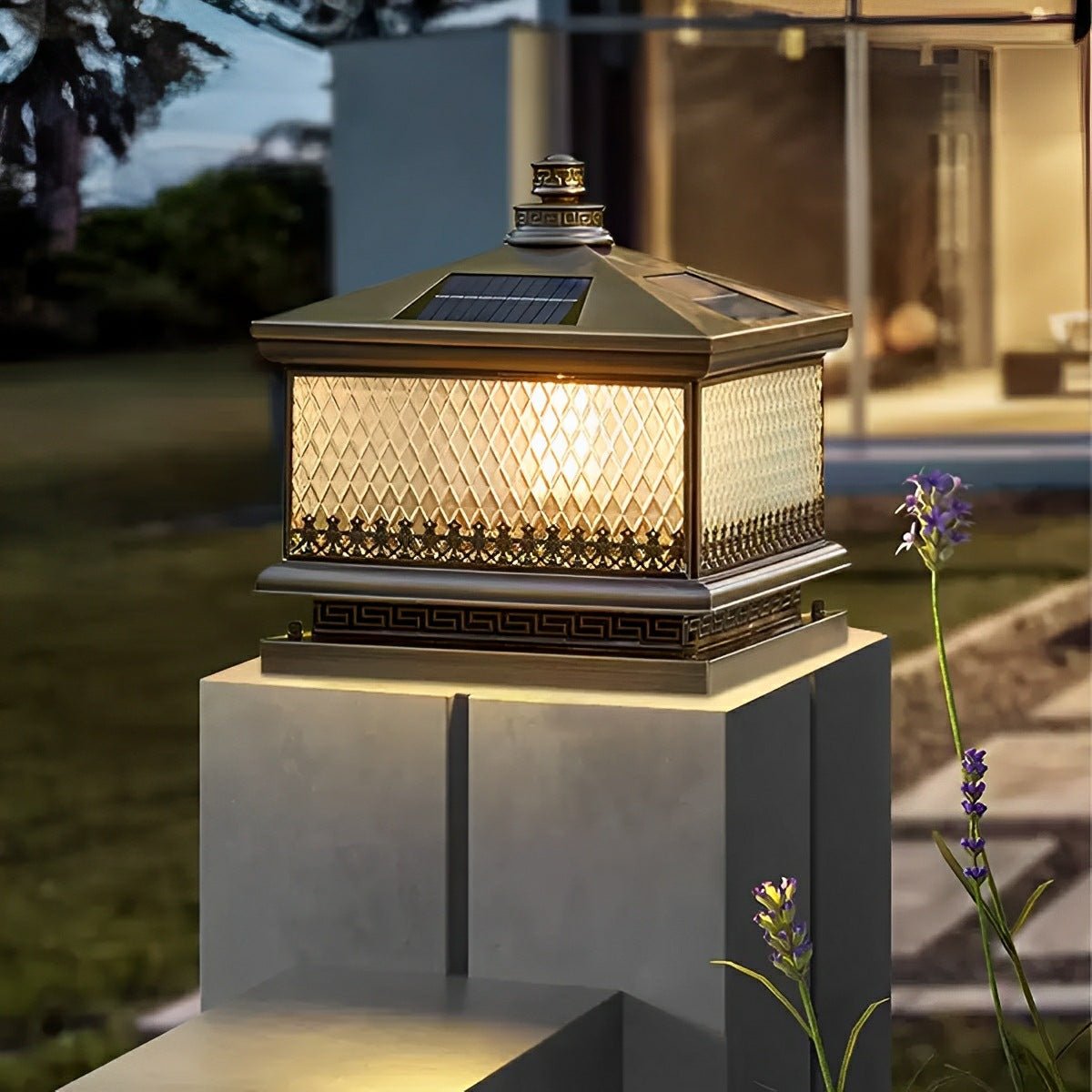 Waterproof Solar Vintage Copper Tower LED Outdoor Post Lights - Flare Shack