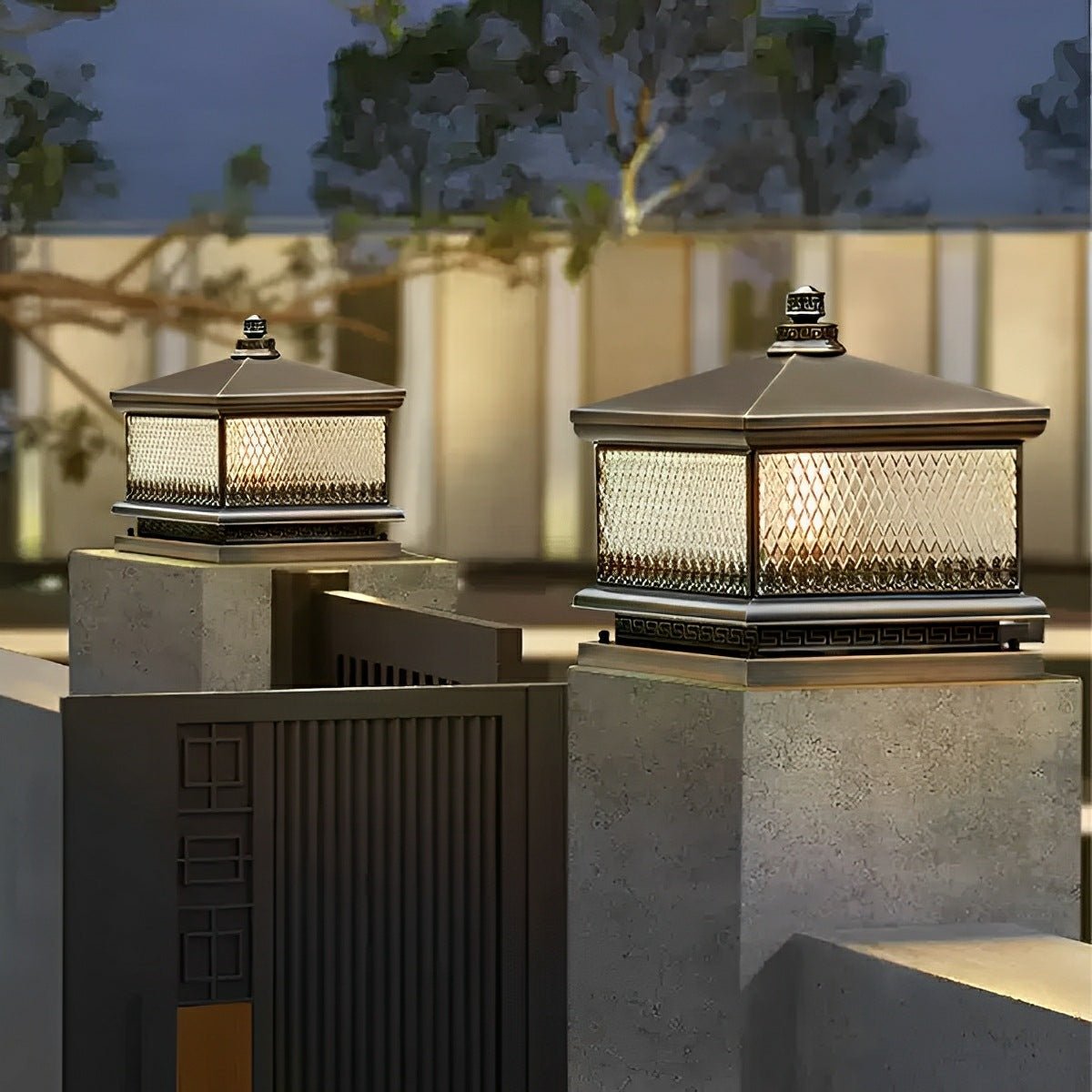 Waterproof Solar Vintage Copper Tower LED Outdoor Post Lights - Flare Shack