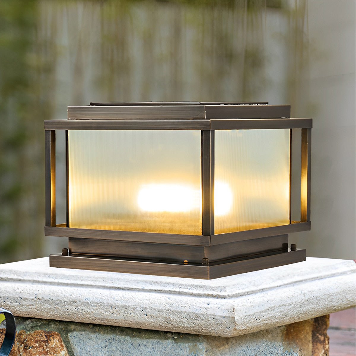 Waterproof Solar Vintage Square Copper LED Outdoor Post Lights - Flare Shack
