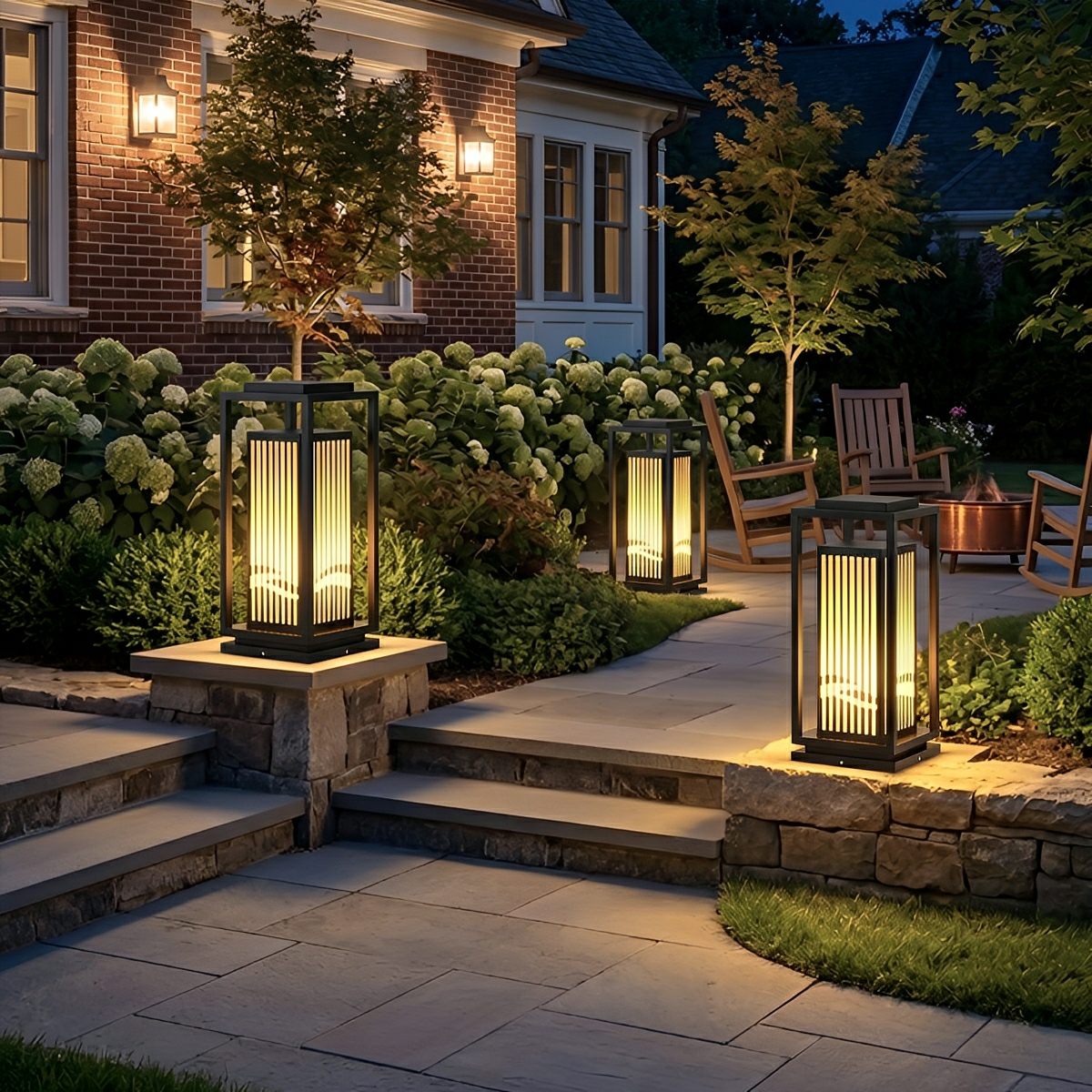 Waterproof Striped LED Black Modern Post Cap Light - Flare Shack