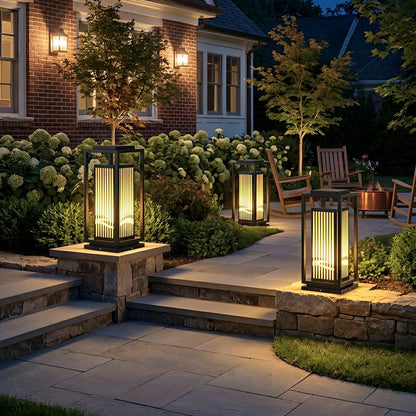 Waterproof Striped LED Black Modern Post Cap Light - Flare Shack