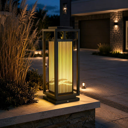 Waterproof Striped LED Black Modern Post Cap Light - Flare Shack