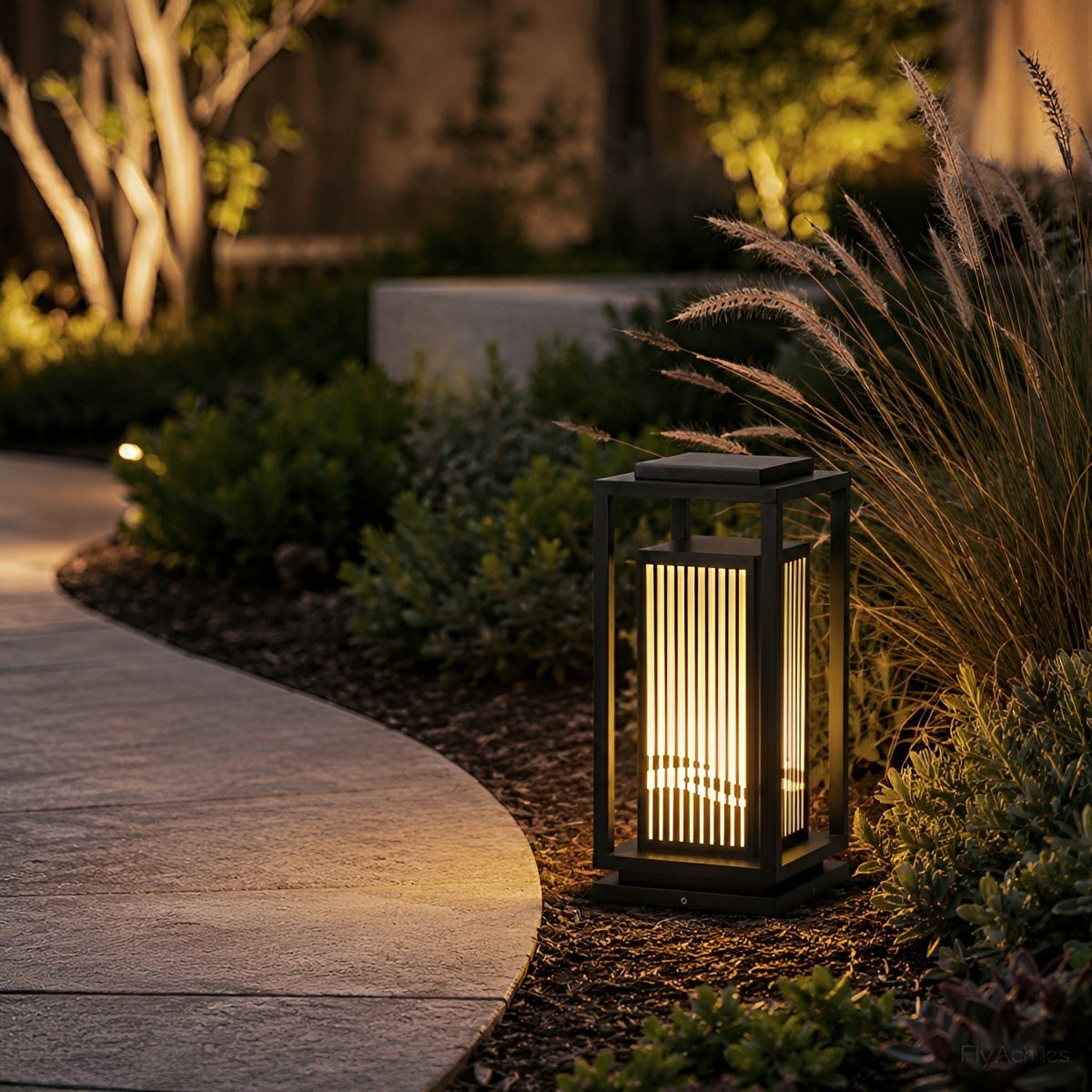 Waterproof Striped LED Black Modern Post Cap Light - Flare Shack