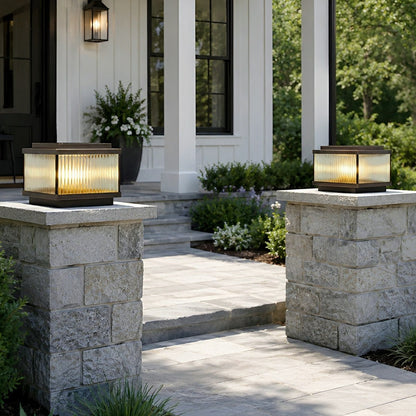 Waterproof Vintage Copper Square LED Outdoor Post Lights
