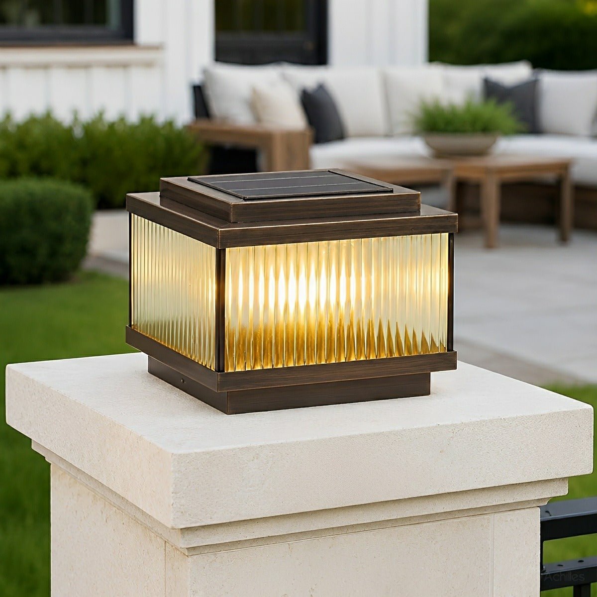 Waterproof Vintage Copper Square LED Outdoor Post Lights