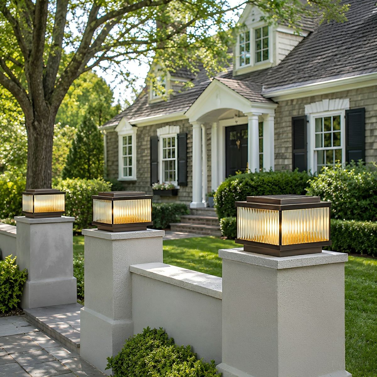 Waterproof Vintage Copper Square LED Outdoor Post Lights