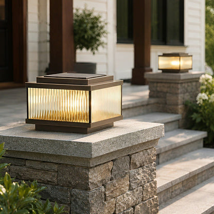 Waterproof Vintage Copper Square LED Outdoor Post Lights