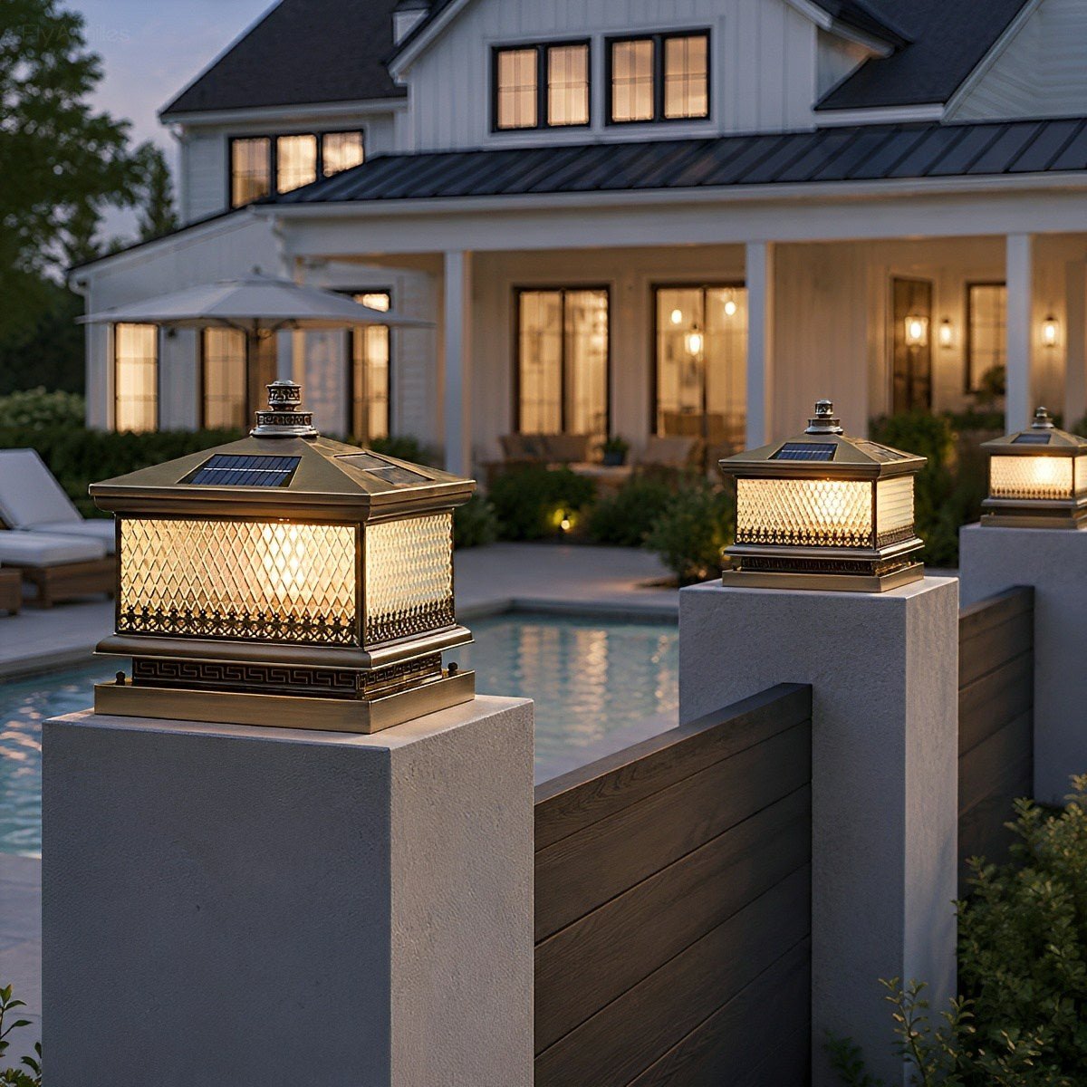 Waterproof Vintage Copper Tower LED Outdoor Post Lights