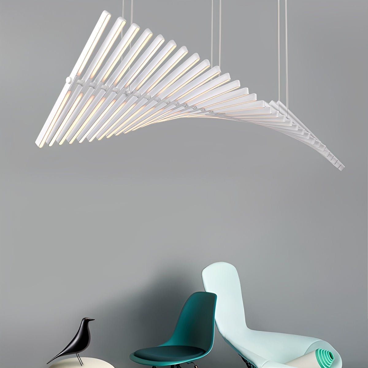 Waves Fishbone Fish Skeleton Strip Stepless Dimming LED Nordic Chandelier Pendant Light - Flare Shack