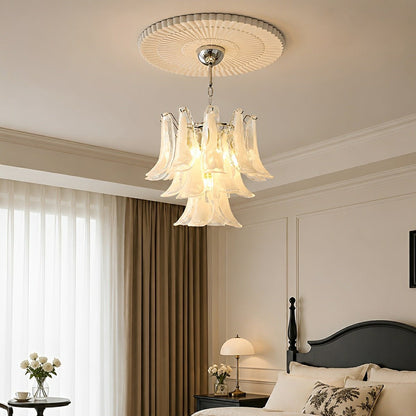 White Luxury Feather Glass Chandelier Light - Flare Shack
