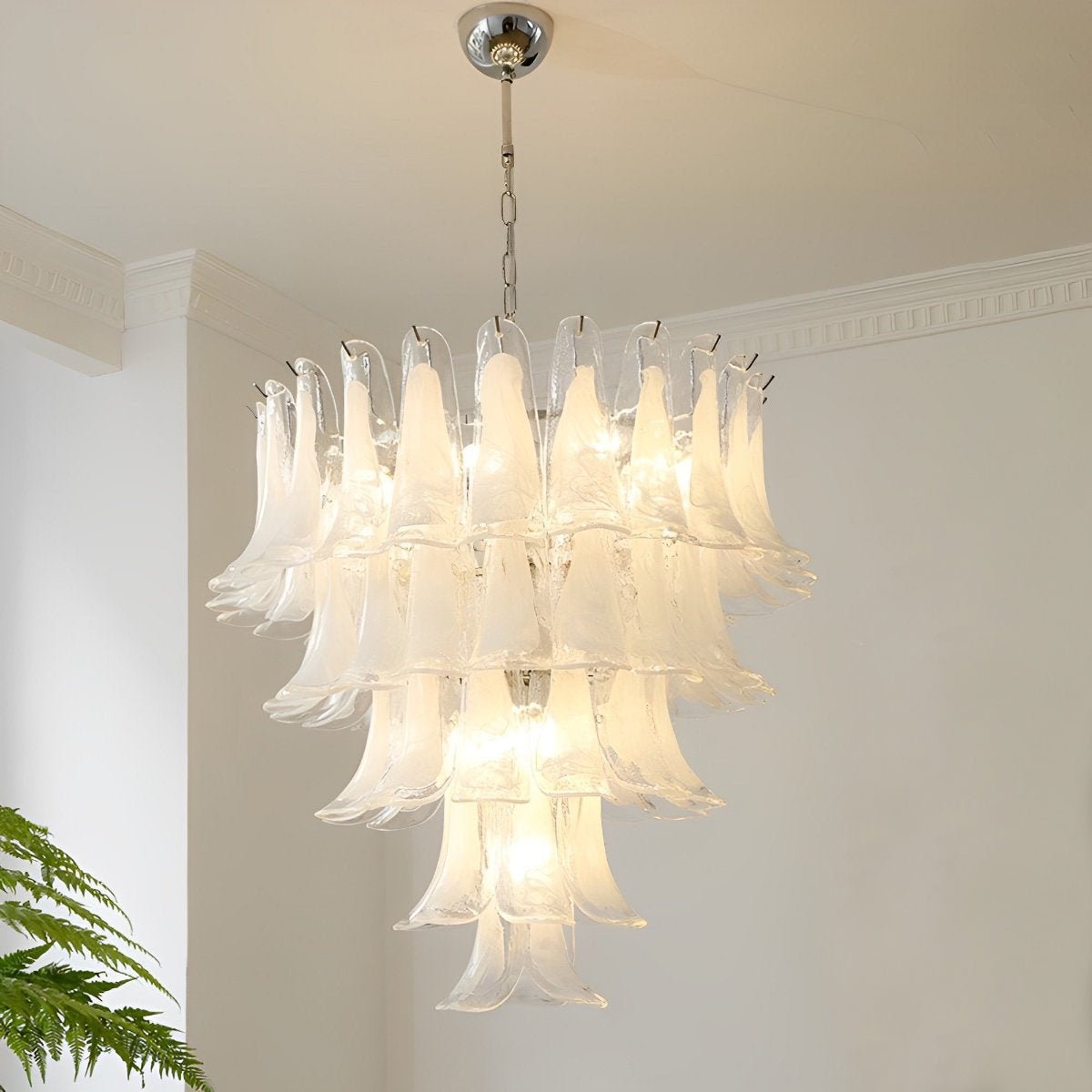 White Luxury Glass Feather Chandelier Light - Flare Shack