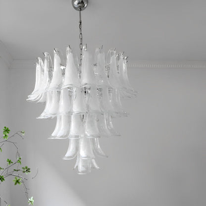 White Luxury Feather Glass Chandelier Light
