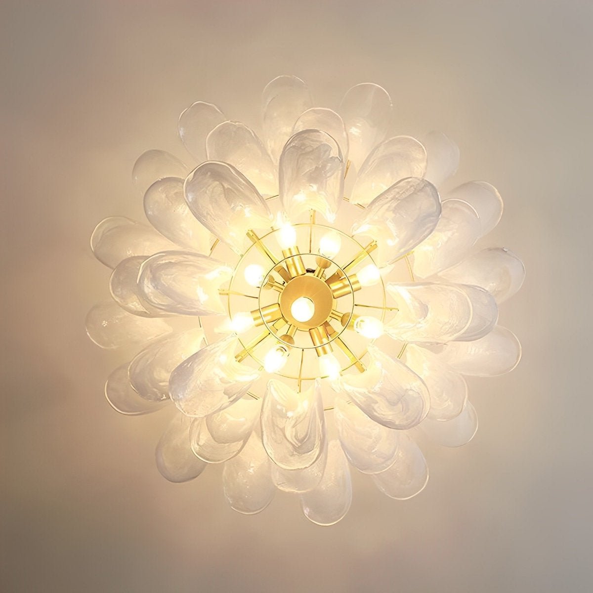White Luxury Feather Glass Chandelier Light