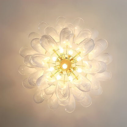 White Luxury Feather Glass Chandelier Light