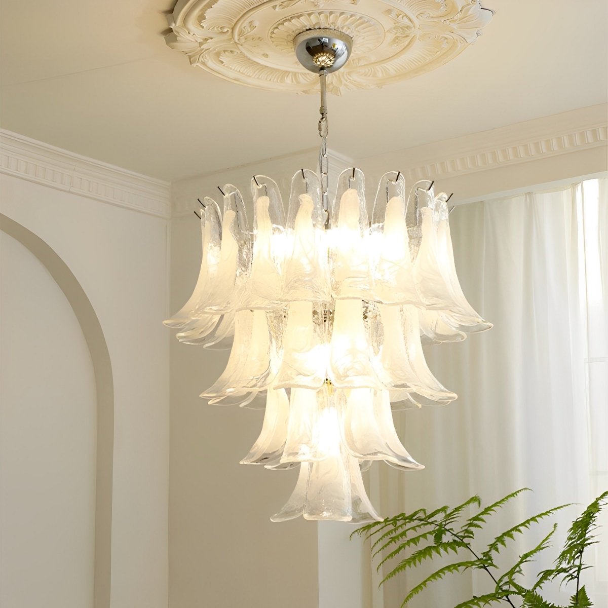 White Luxury Glass Feather Chandelier Light - Flare Shack