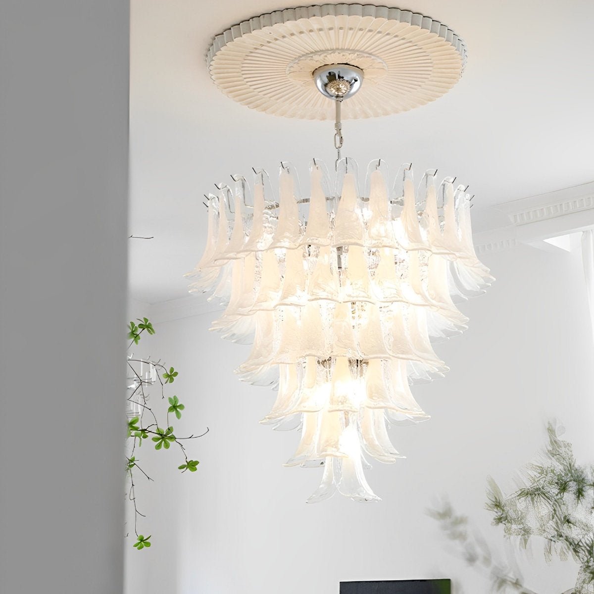 White Luxury Glass Feather Chandelier Light - Flare Shack