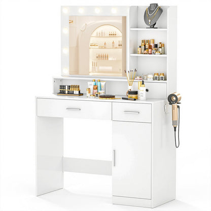 White Makeup Vanities Dressing table With  LED Mirror & 3 Drawers