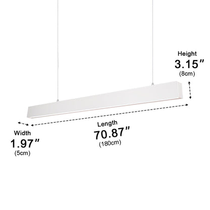 White Modern Minimalist Linear LED Long Strip Office Ceiling Pendant Lights