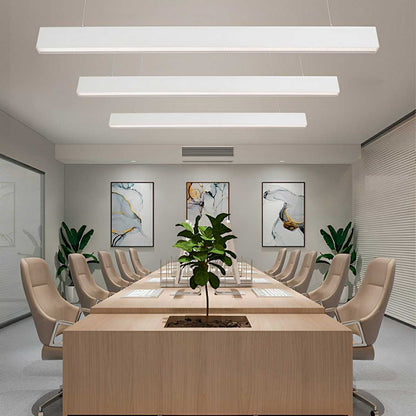 White Modern Minimalist Linear LED Long Strip Office Ceiling Pendant Lights - Flare Shack