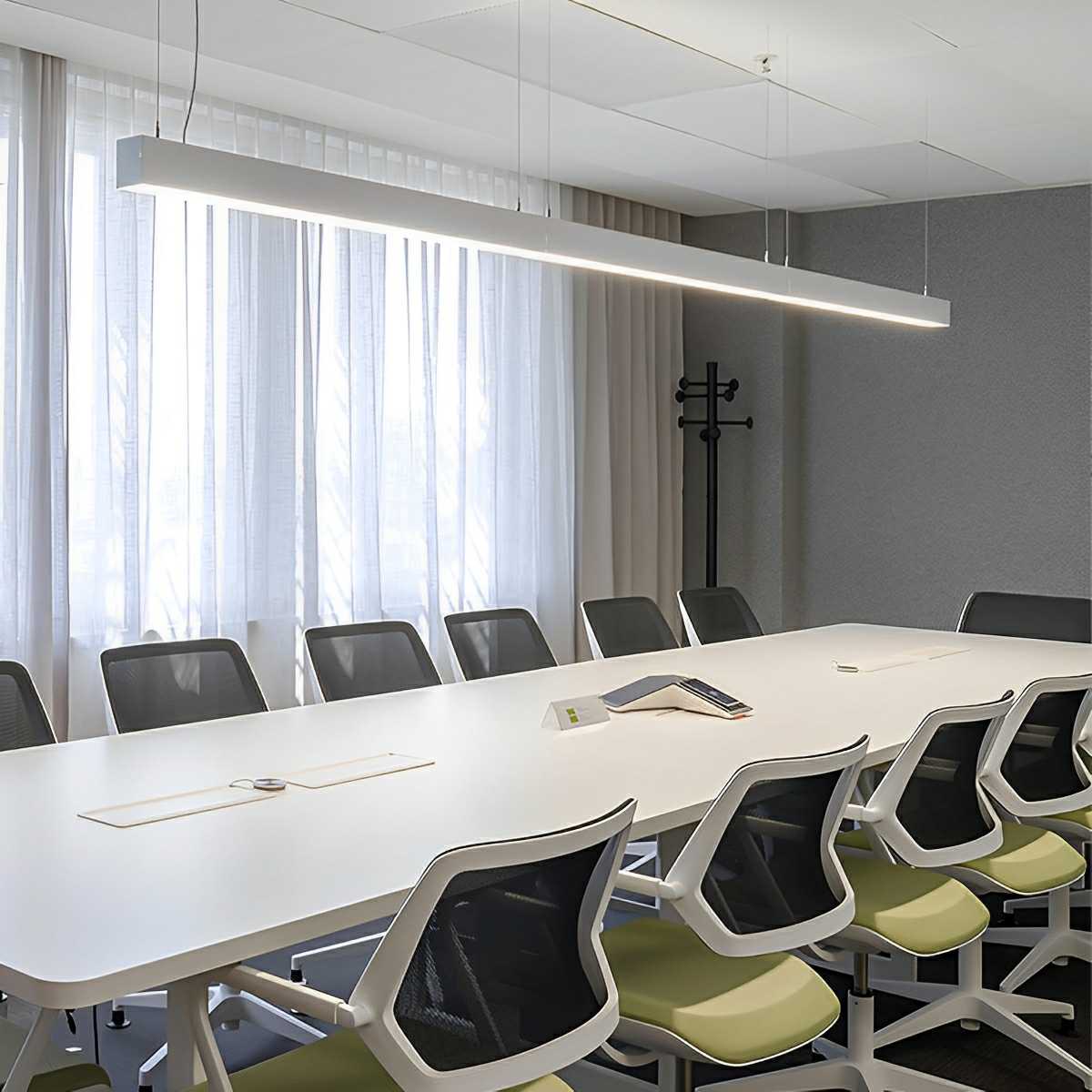 White Modern Minimalist Linear LED Long Strip Office Ceiling Pendant Lights - Flare Shack