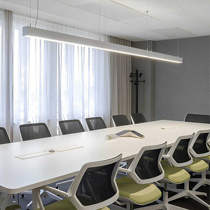 White Modern Minimalist Linear LED Long Strip Office Ceiling Pendant Lights - Flare Shack