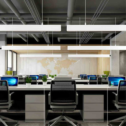 White Modern Minimalist Linear LED Long Strip Office Ceiling Pendant Lights - Flare Shack