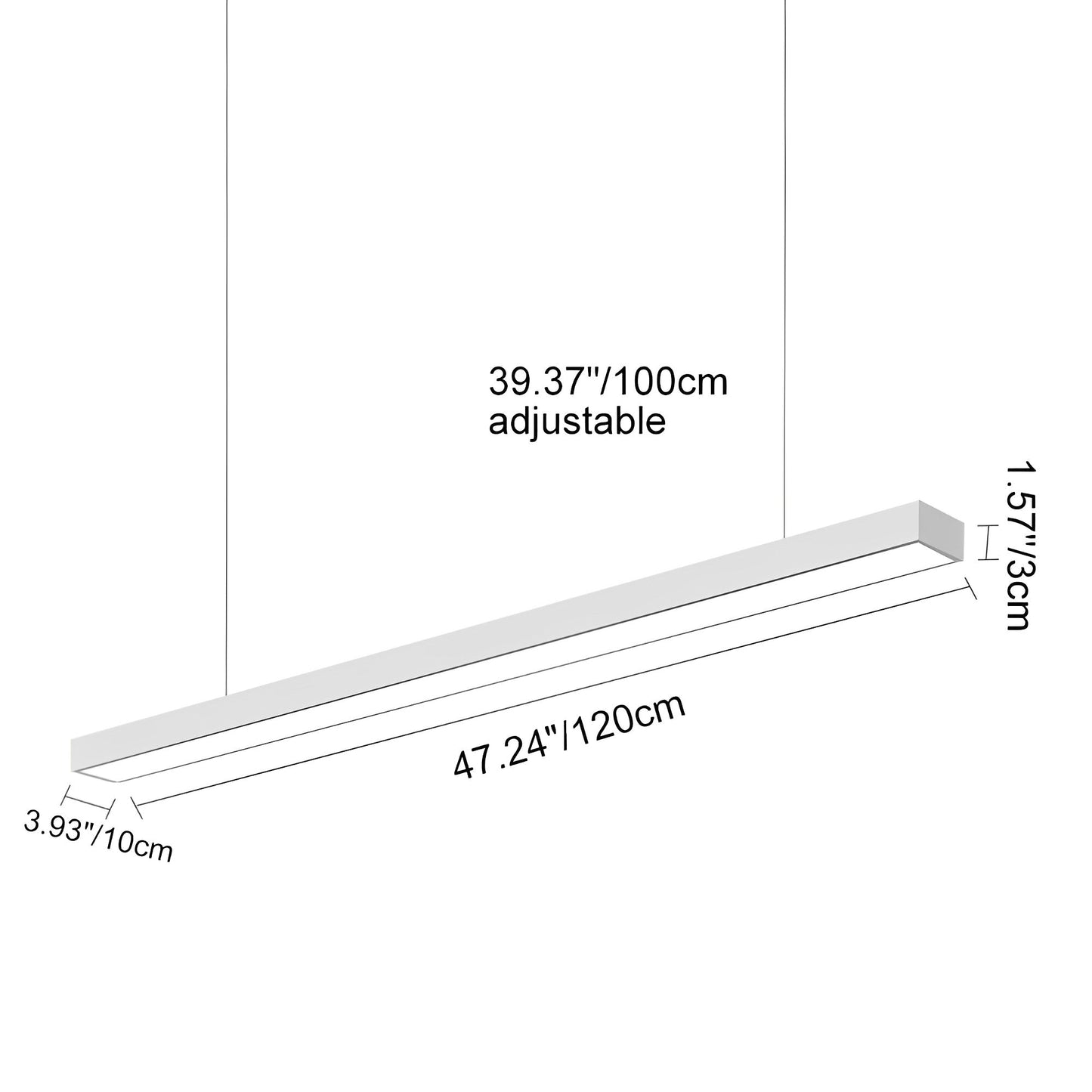 White Rectangle Strip LED Modern Recessed Hanging Linear Light