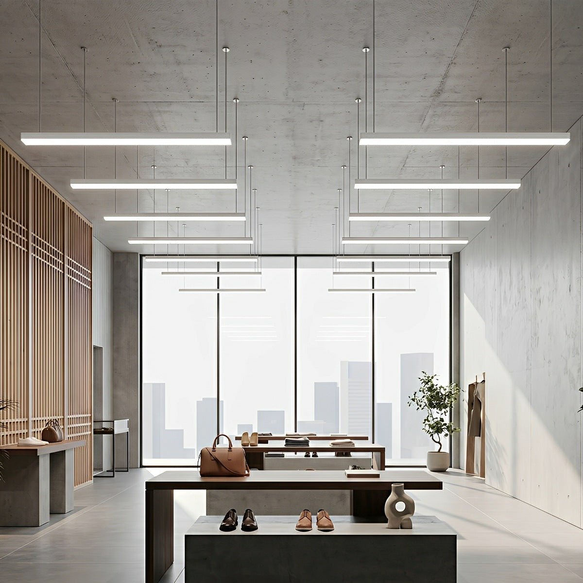 White Rectangle Strip LED Modern Recessed Hanging Linear Light - Flare Shack