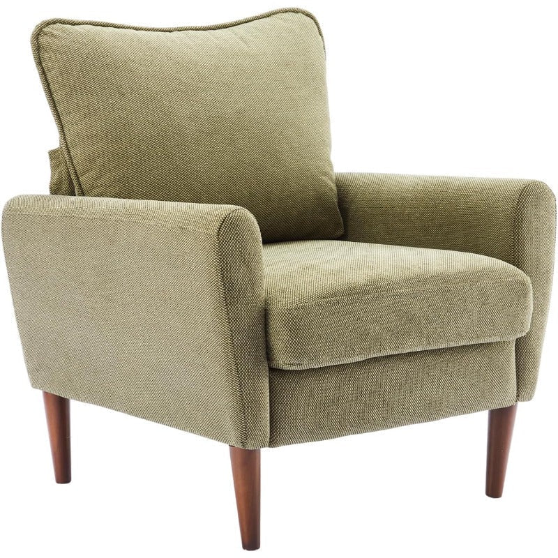 Wide Reading Chair – Cushioned Seat, Wood Legs, Modern
