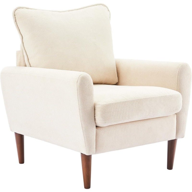 Wide Reading Chair – Cushioned Seat, Wood Legs, Modern