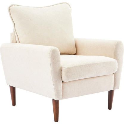 Wide Reading Chair – Cushioned Seat, Wood Legs, Modern