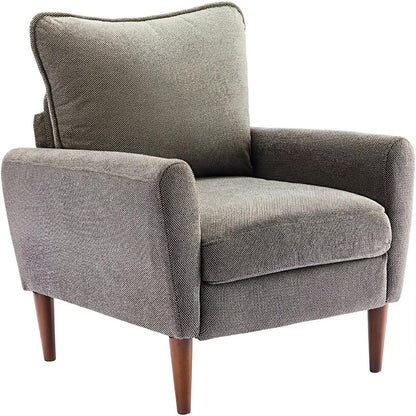 Wide Reading Chair – Cushioned Seat, Wood Legs, Modern