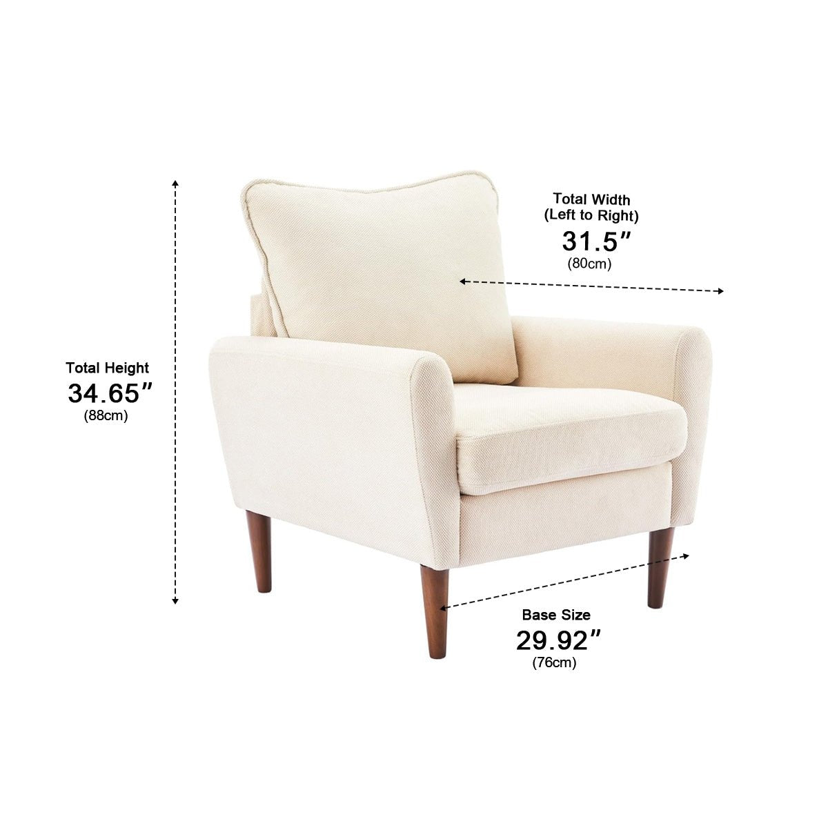 Wide Reading Chair – Cushioned Seat, Wood Legs, Modern