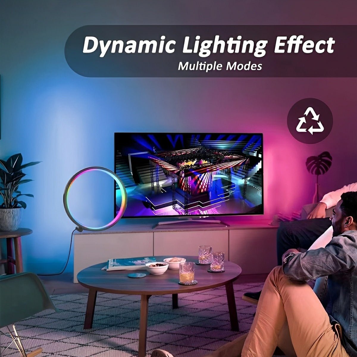 WIFI RGB Dimming Ring - Round Dynamic Ambient Night Lights Table Lamp