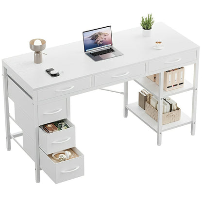 Wood Desk Office With Drawers