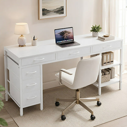 Wood Desk Office With Drawers - Flare Shack