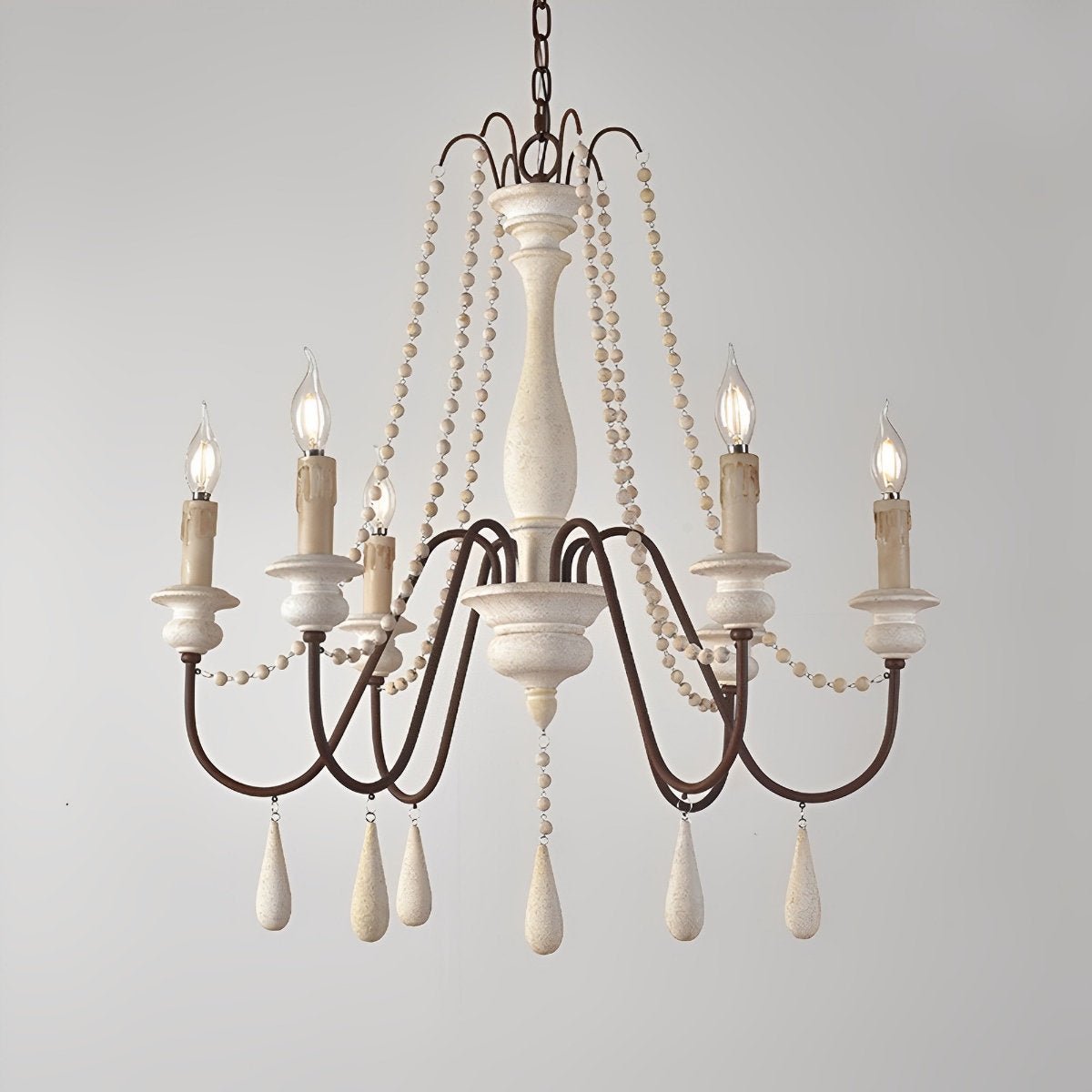 Wood Vintage Rustic Candle Chandelier Light - Flare Shack
