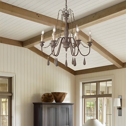Wood Vintage Rustic Candle Chandelier Light - Flare Shack