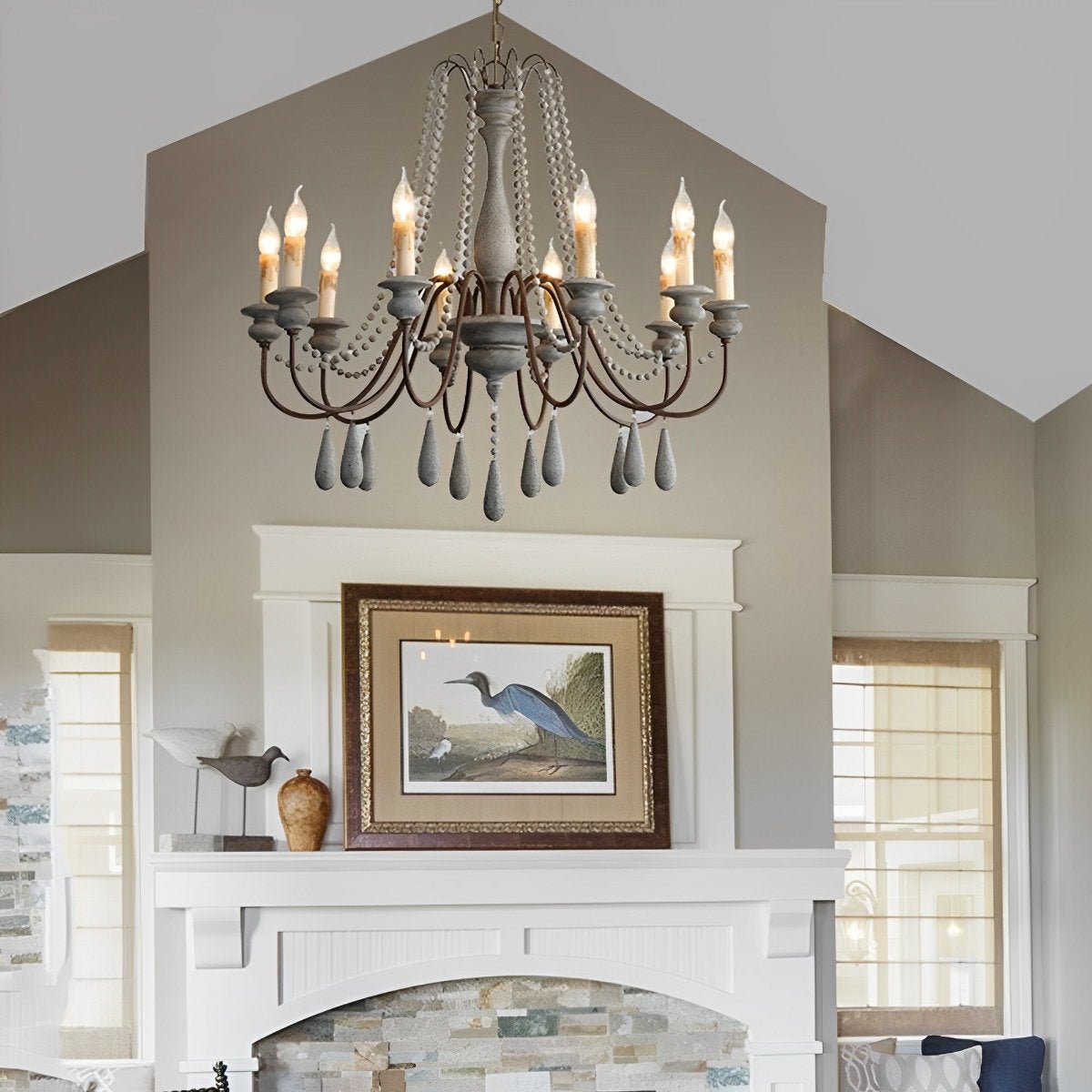 Wood Vintage Rustic Candle Chandelier Light - Flare Shack