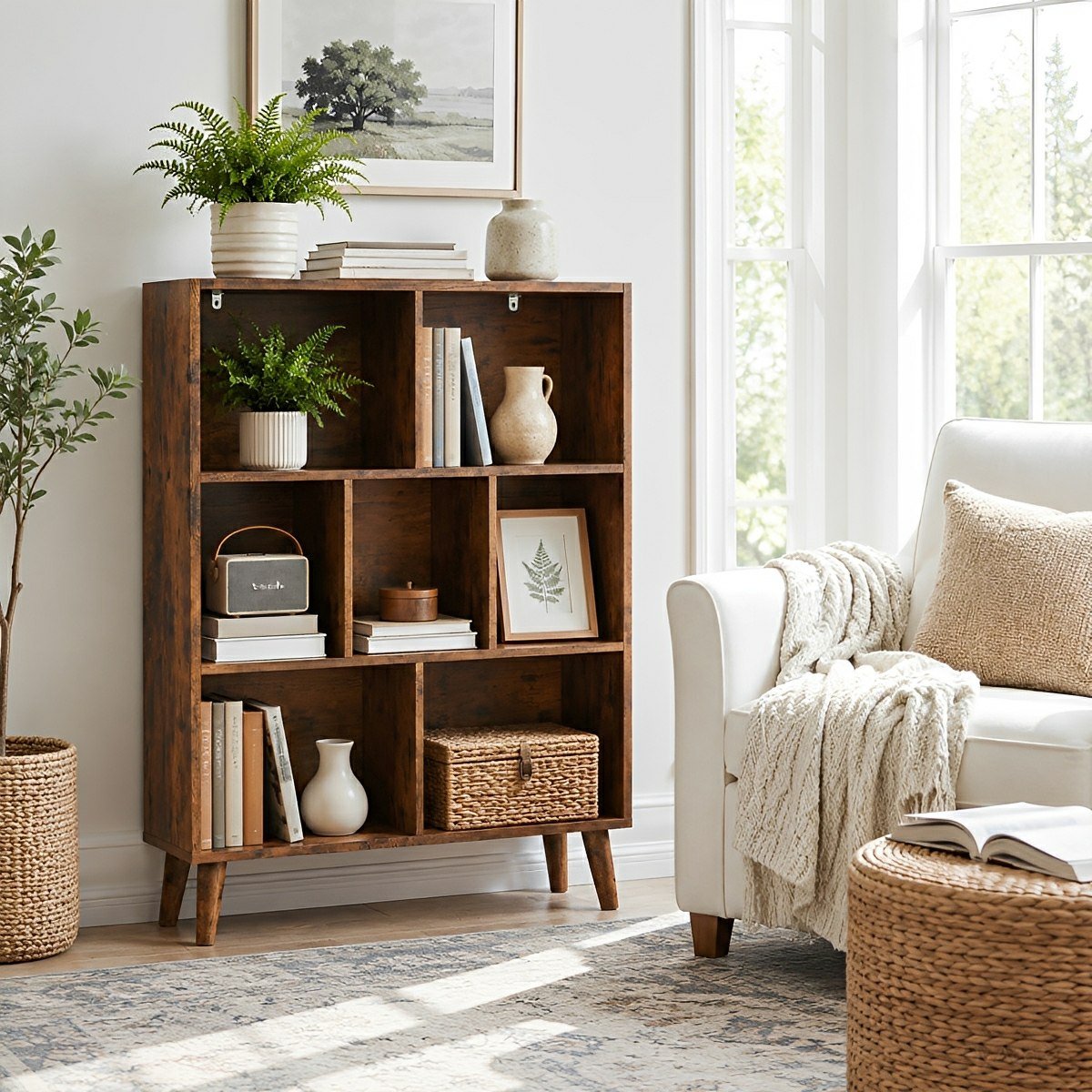 Wooden Cubic Bookshelf  3-Layer Cabinet Storage Shelf