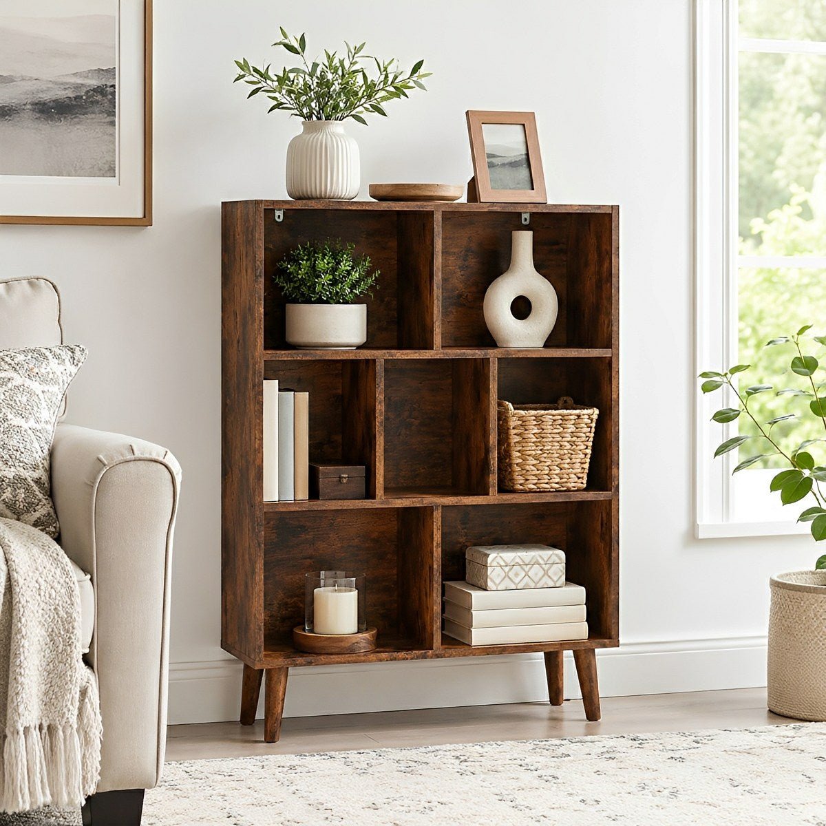 Wooden Cubic Bookshelf  3-Layer Cabinet Storage Shelf