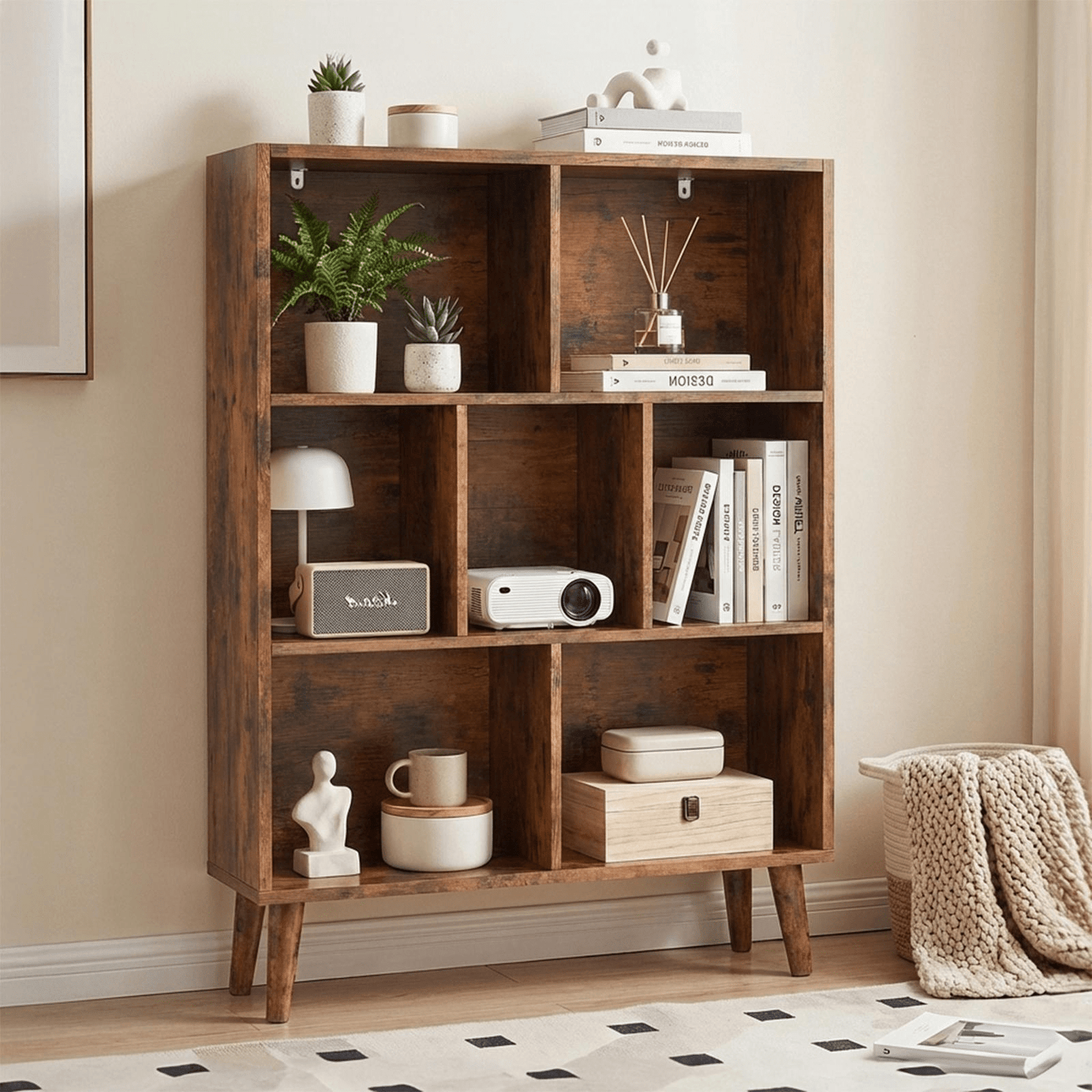 Wooden Cubic Bookshelf 3 - Layer Cabinet Storage Shelf - Flare Shack