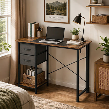 Wooden Writing Desk with Drawer & Hook for Home Office