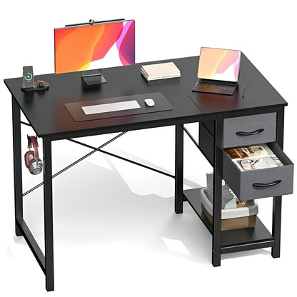 Wooden Writing Desk with Drawer & Hook for Home Office