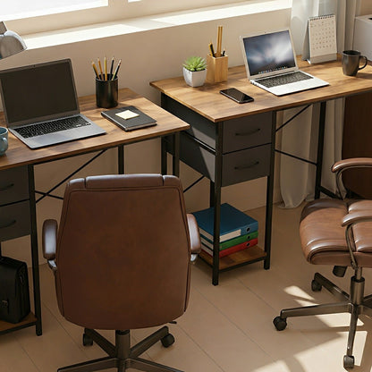 Wooden Writing Desk with Drawer & Hook for Home Office